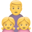 party family with father and two daughters