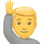 party man raising one hand