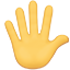 party raised hand with fingers splayed