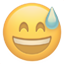 party sweat smile