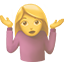 party woman shrugging