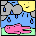 pink blob lying sun rain